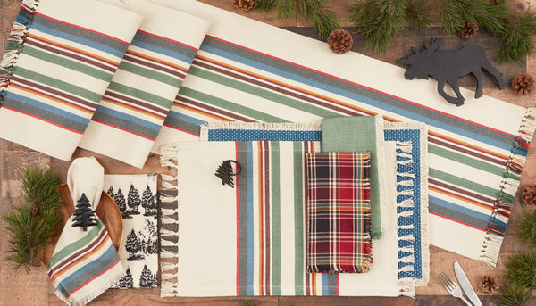 Canyon Creek Stripe Fringe Table Runner - 14 X 72