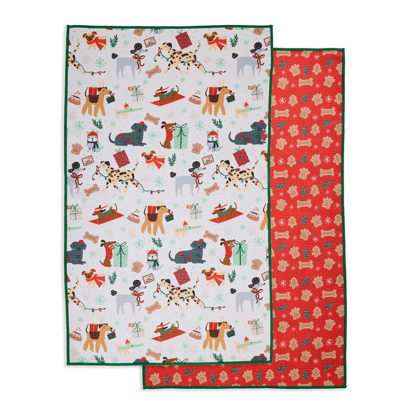 Holiday Pups Printed Microfiber Dishtowel