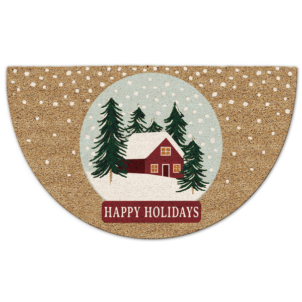 Happy Holidays Snowglobe Doormat