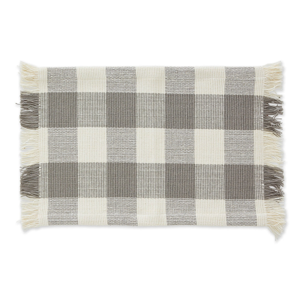 DOVE GRAY CHECK FRINGE PLACEMAT