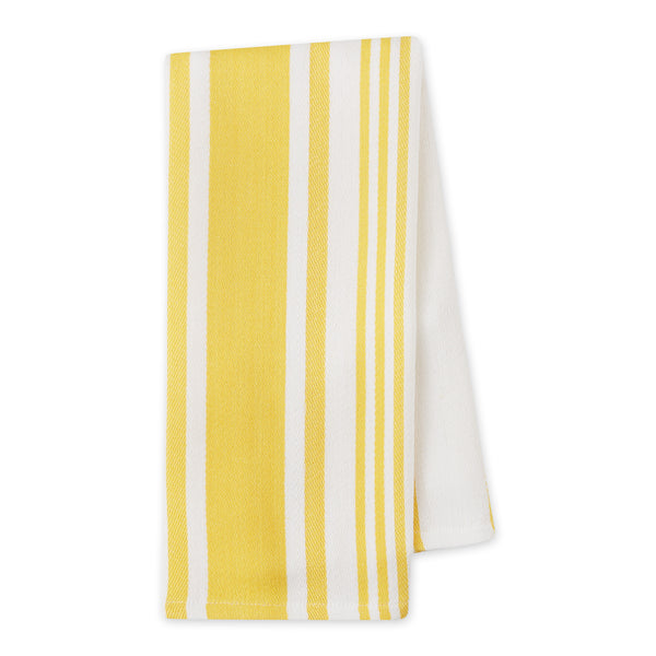 Yarrow Yellow Satin Twill Stripe Dishtowel
