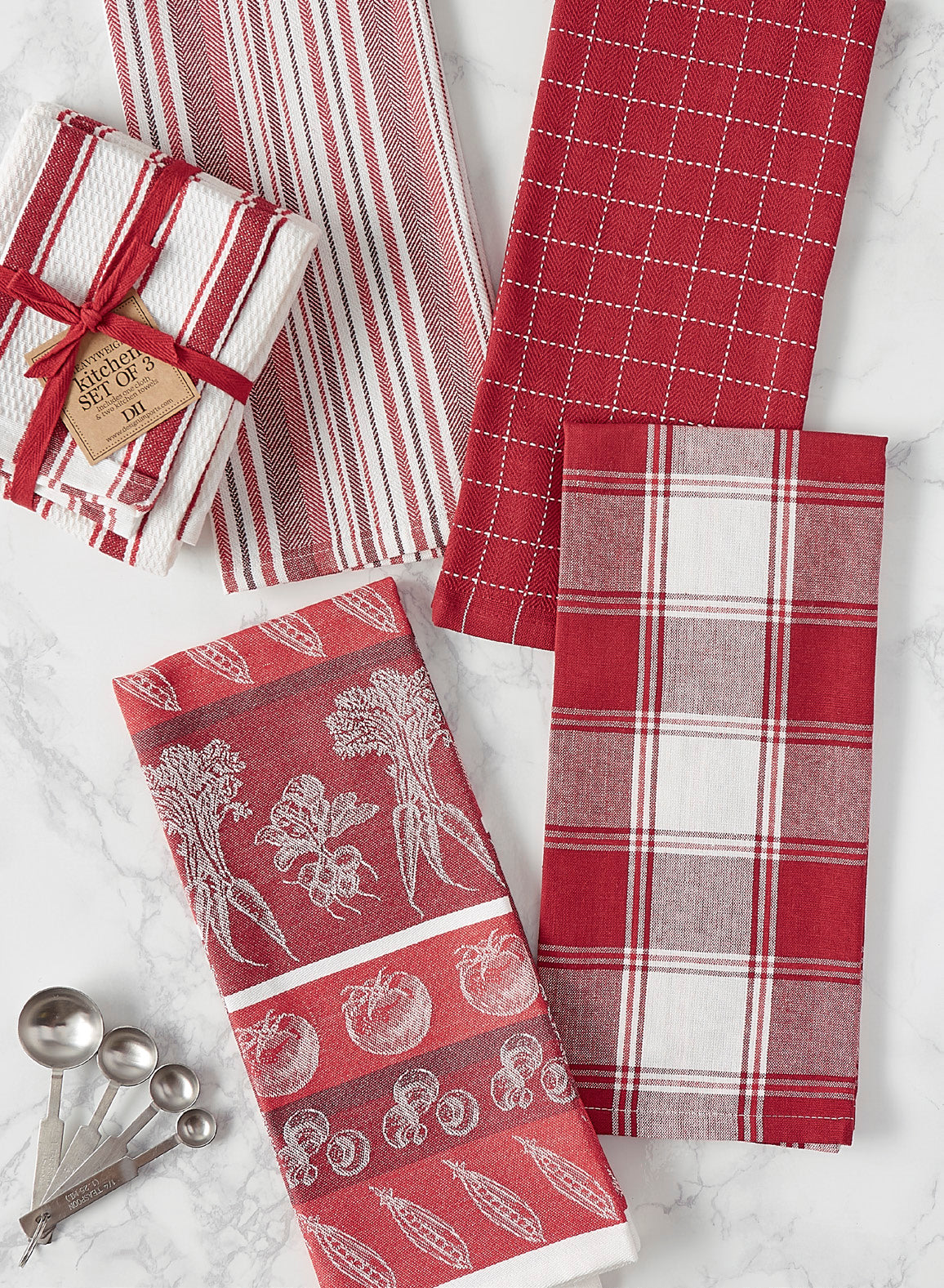 Design Imports Holiday Stripes Kitchen Towels & Dish Cloths - Set