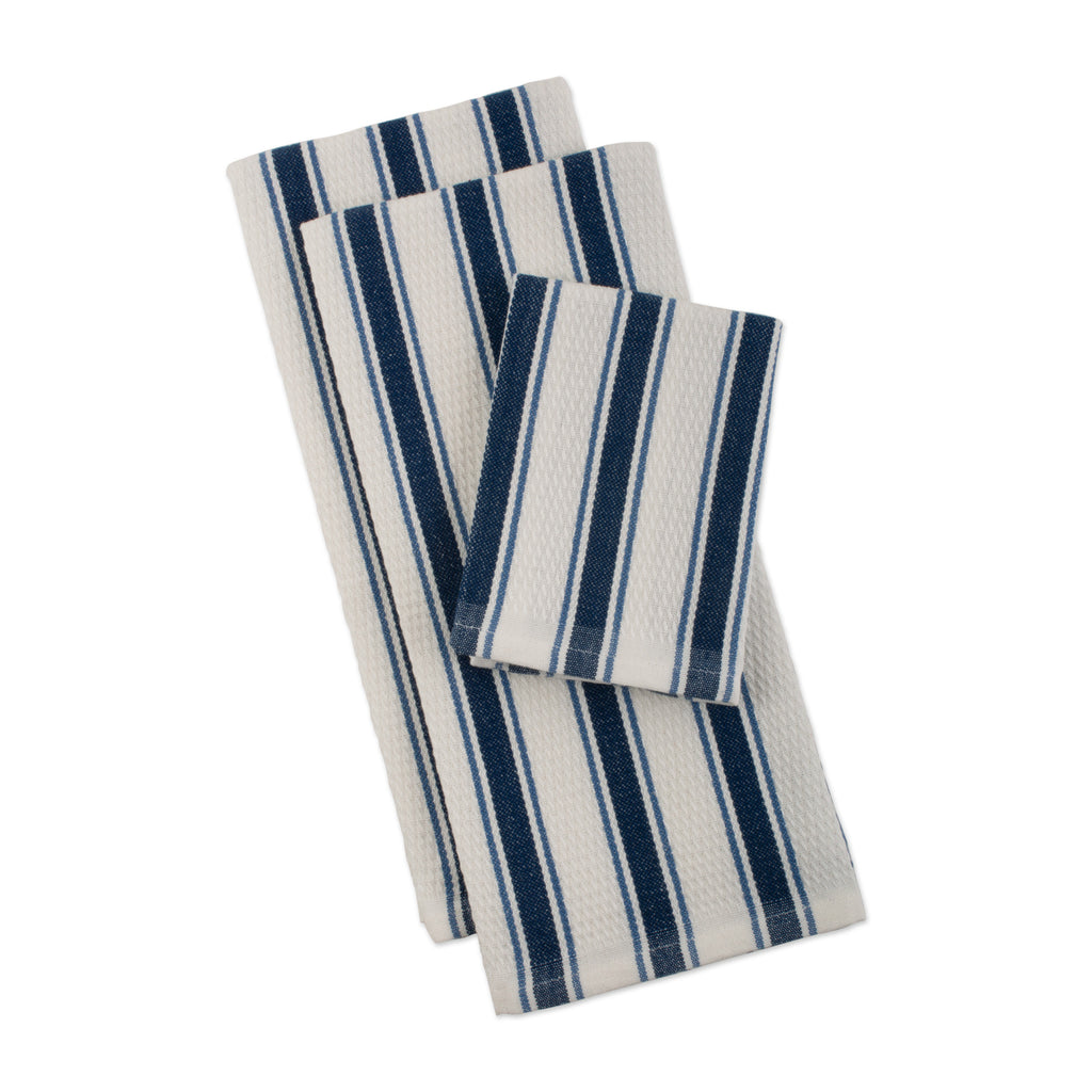 Marine Blue Classic Stripe Heavyweight Kitchen Set of 3