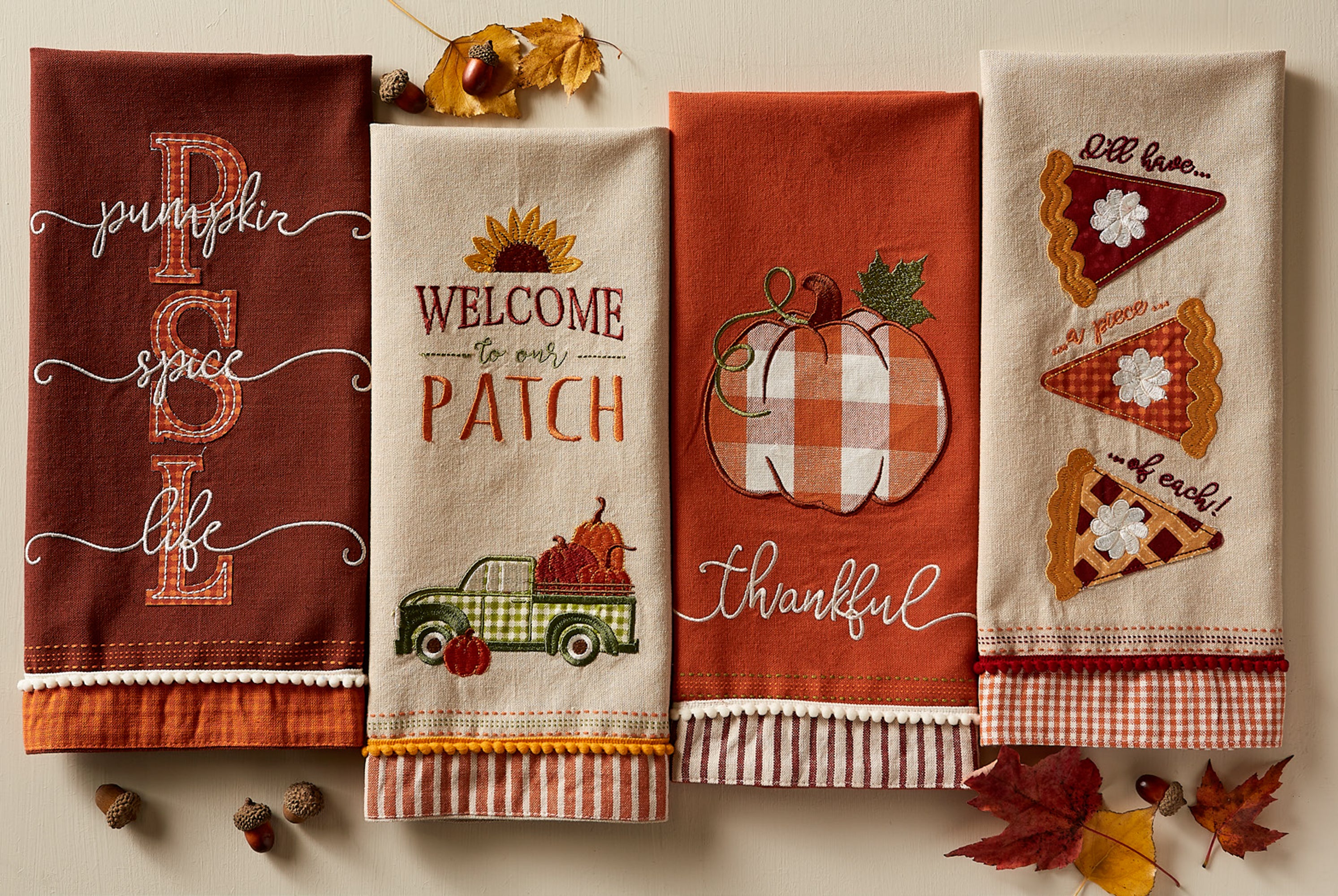 Welcome Fall Embellished Dish Towels, Set of 3