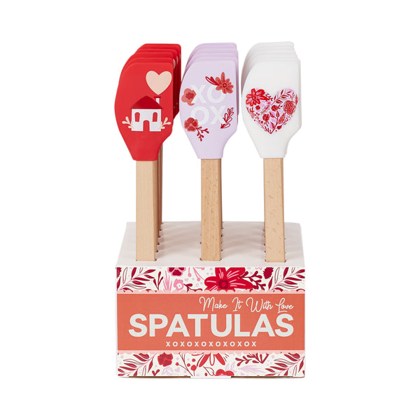 Valentine Baking Assorted Silicone Spatula 18 pk PDQ