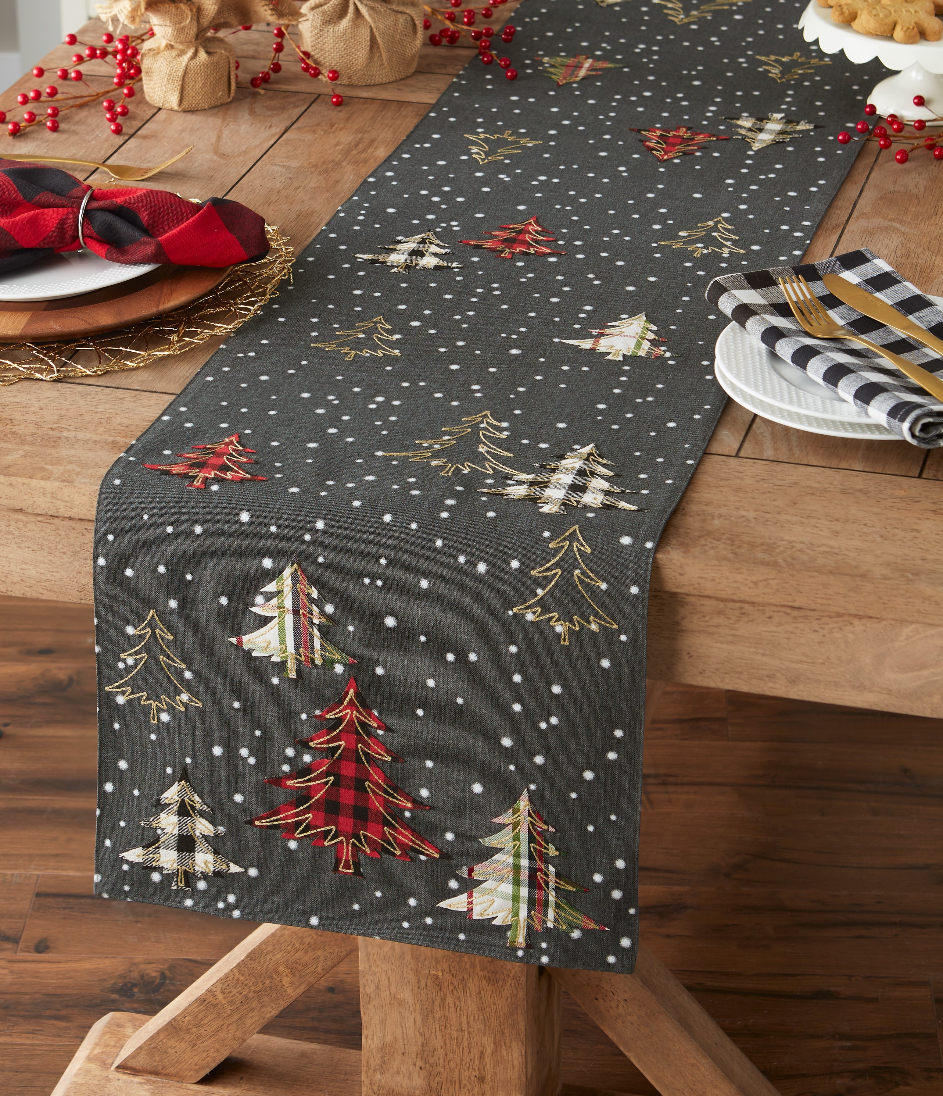 Snow Table Runner Wholesale Snow Trees Embellished Table Runner – Design Imports