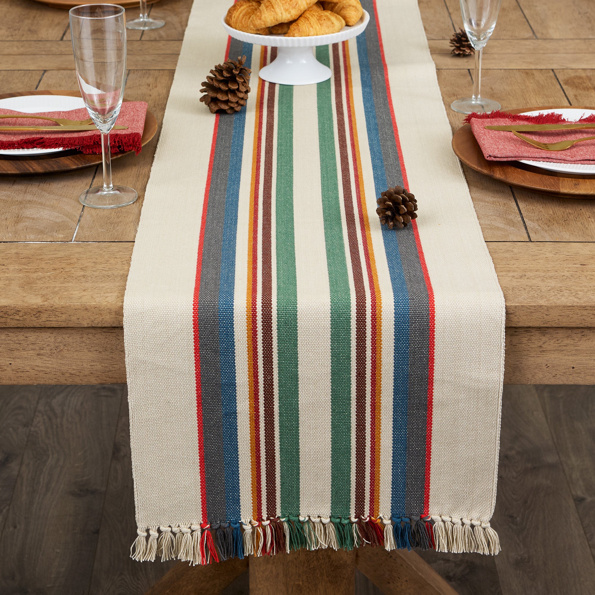 Wholesale Canyon Creek Stripe Fringe Table Runner - 14 X 72