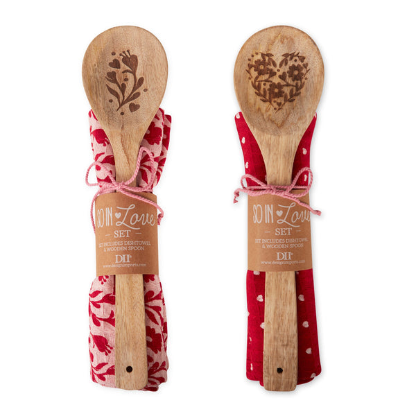 Valentine Baking Dishtowel  + Spoon Gift Set Mixed Pack