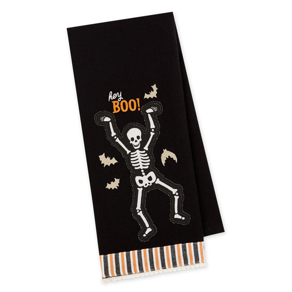 Boo! Skeleton Embellished Dishtowel