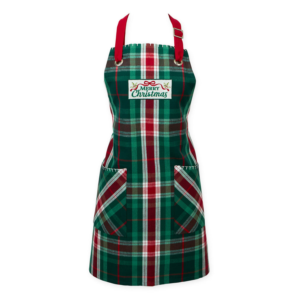Merry Christmas Plaid Apron