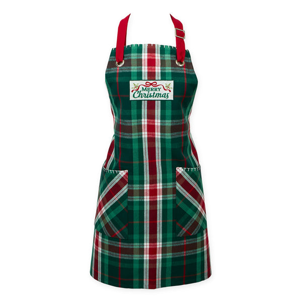 Merry Christmas Plaid Apron