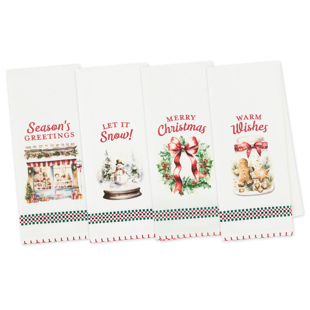 Old-Fashioned Christmas Printed Dishtowels- Mx Dz