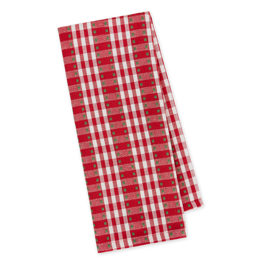 Jingle Bell Dobby Plaid Dishtowel