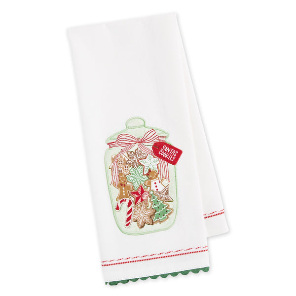 Santa's Cookie Jar Embellished Dishtowel