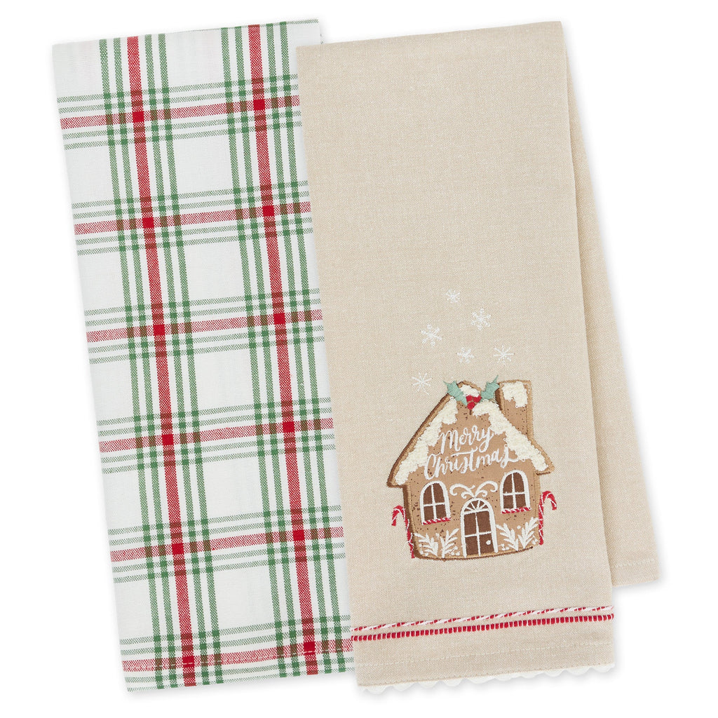 Merry Christmas Gingerbread Dishtowel Set of 2