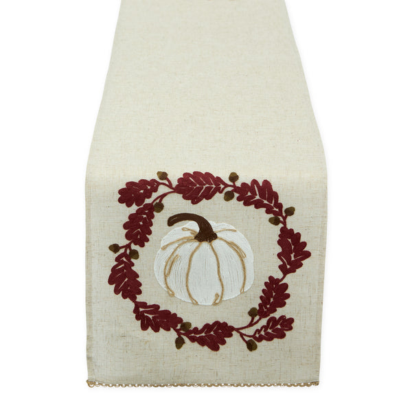 White Pumpkin Embroidered Table Runner