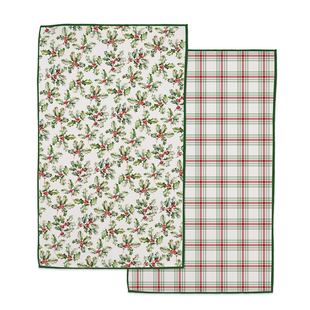 Holiday Holly Printed Microfiber Dishtowel