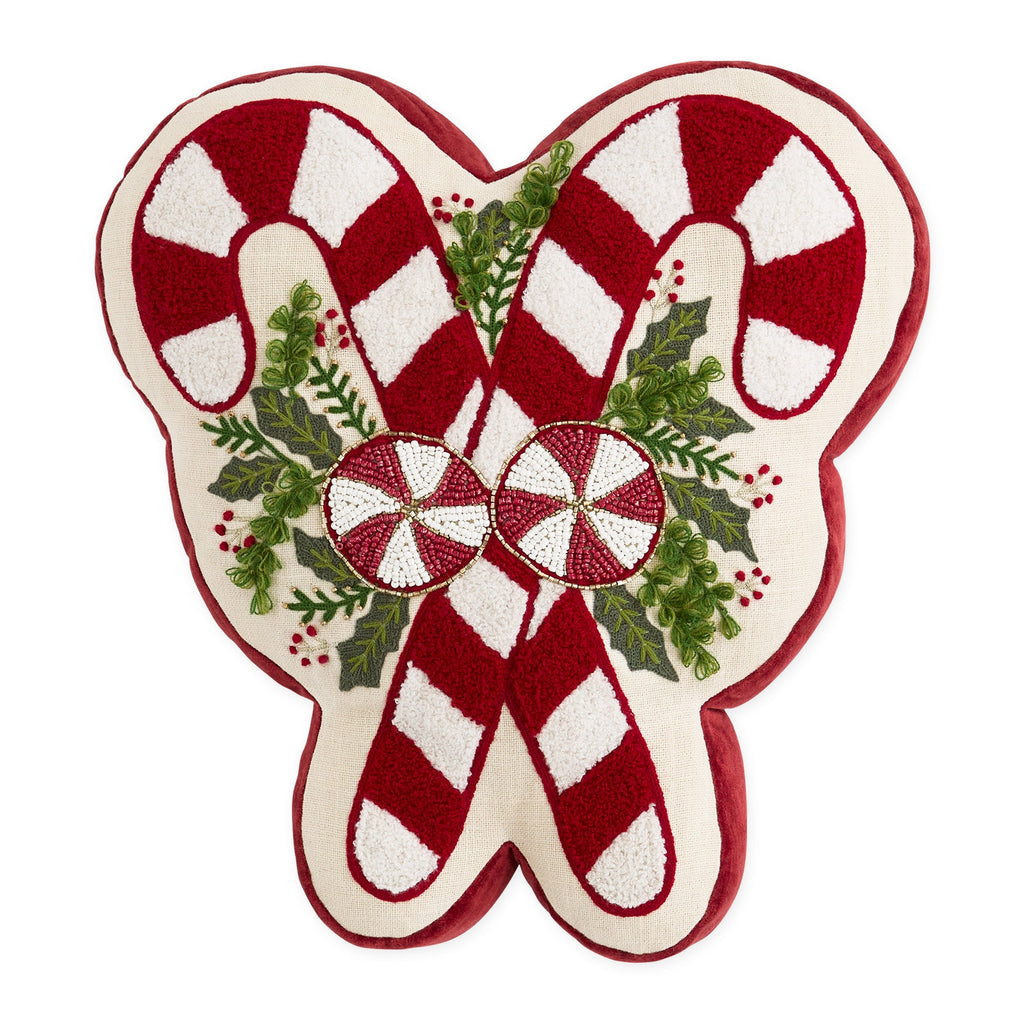 Candy Canes Embellished Pillow