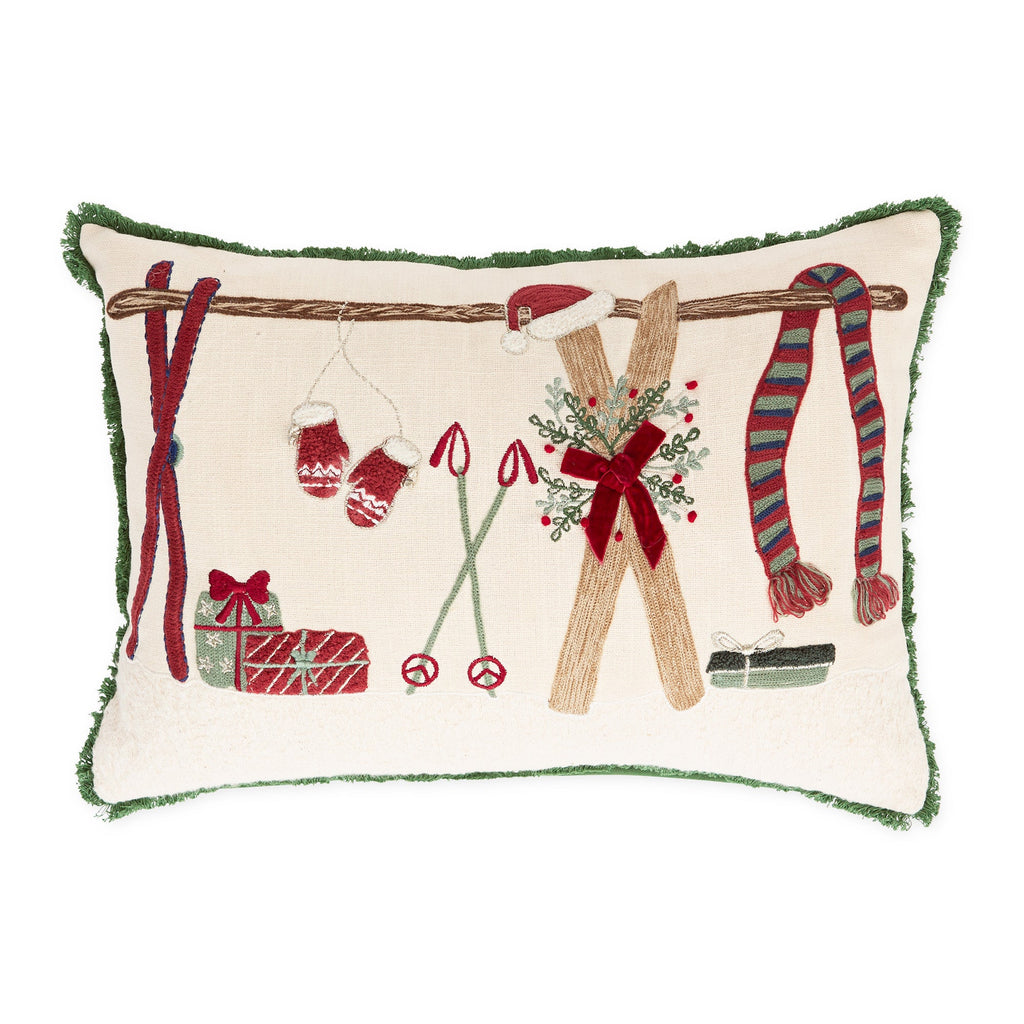 Ski Holiday Embellished Pillow