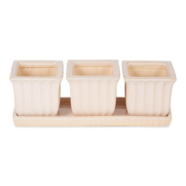 White Square Planter Set of 3