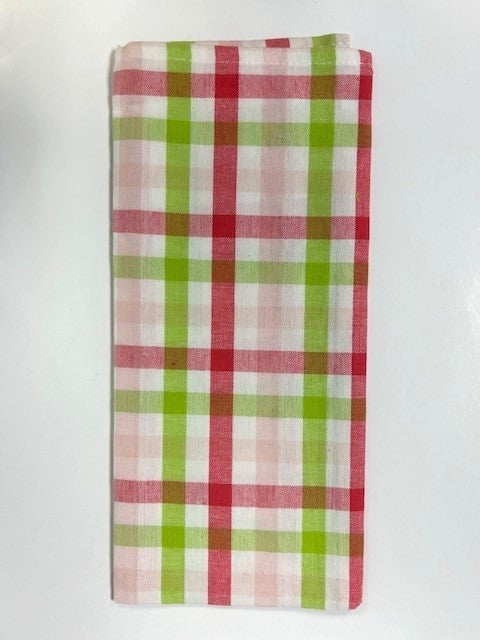 Watermelon / Lime Spring Checks Dishtowel