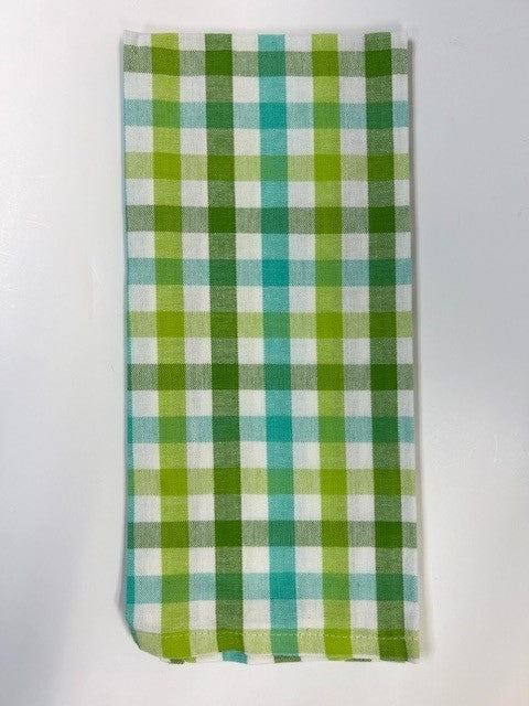 Lime / Aqua Spring Check Dishtowel