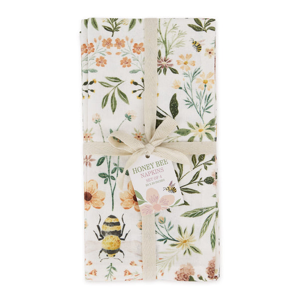 Honey Bee Meadow Print Napkin Set of 4