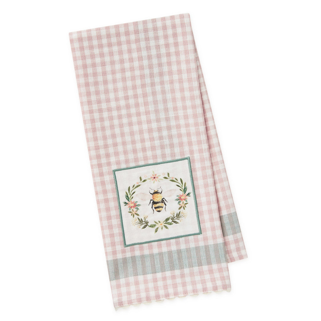 Bee Wreath Embellished Dishtowel