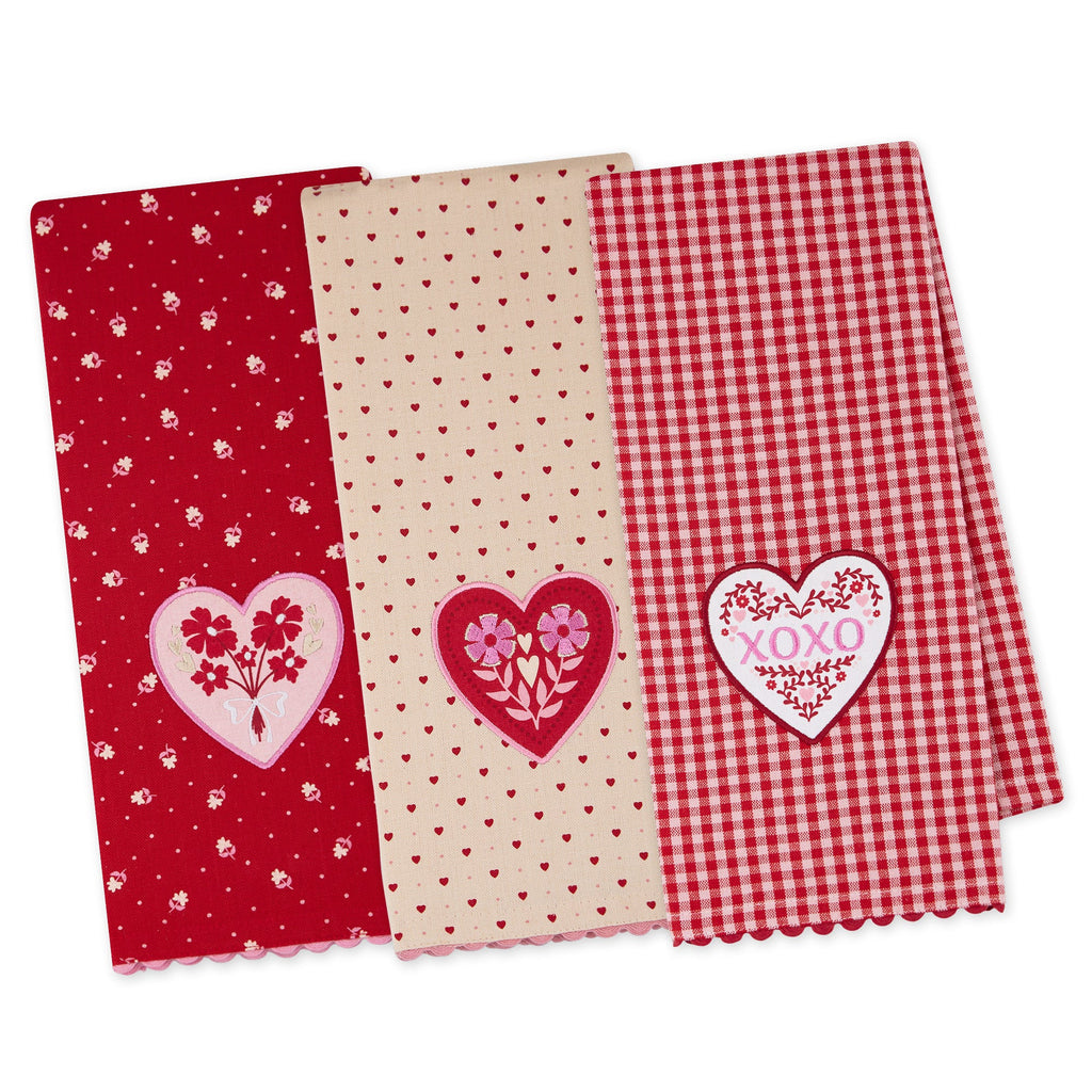 Sweet Hearts Embellished Dishtowels Mixed Dozen
