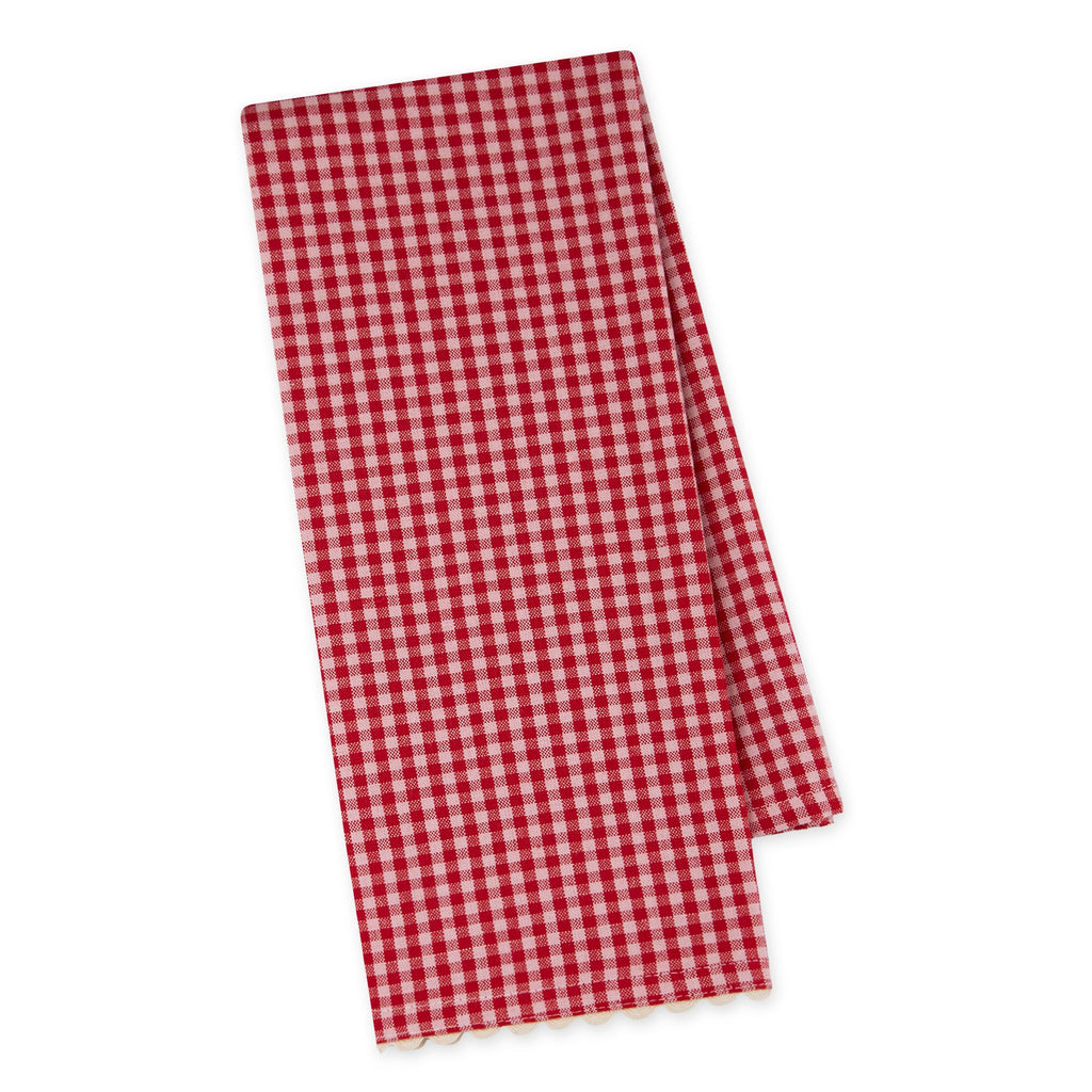 Valentine Gingham Embellished Dishtowel