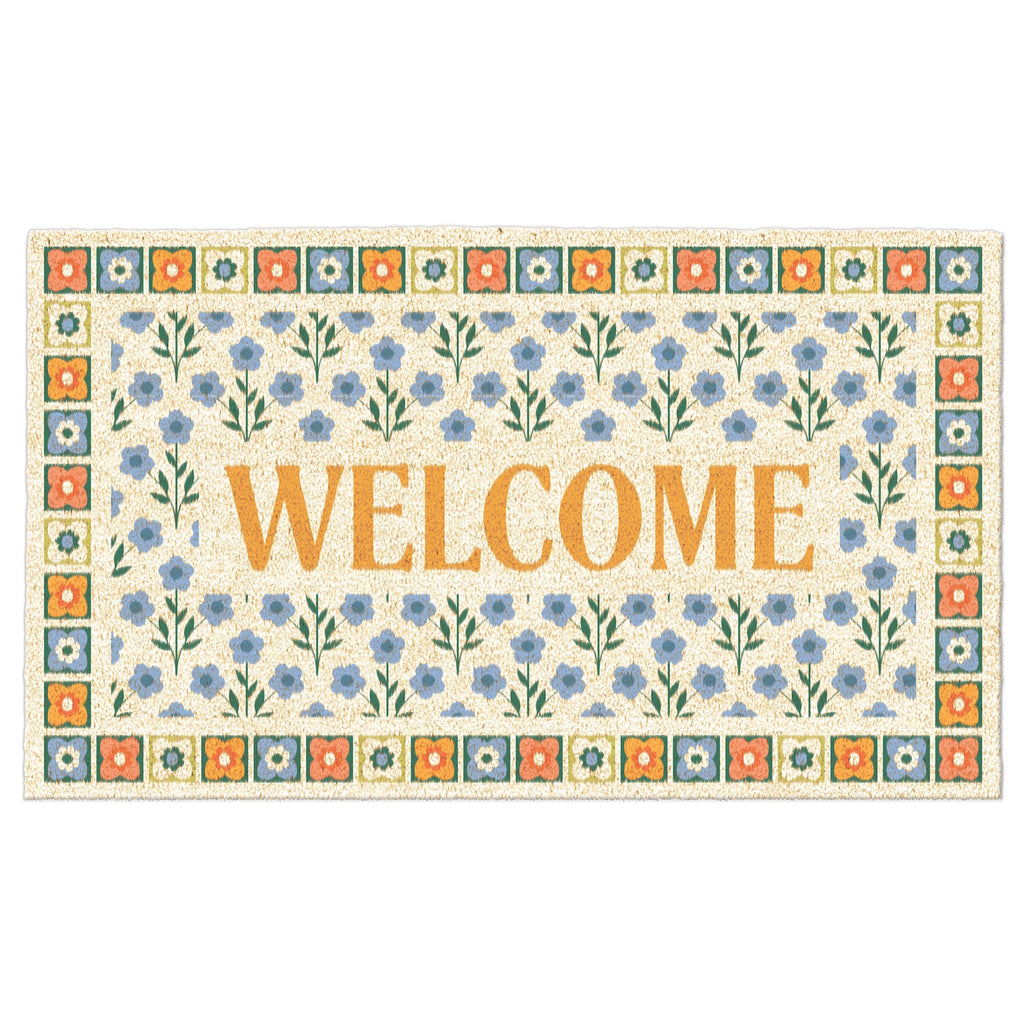 Folk Flowers Welcome Doormat