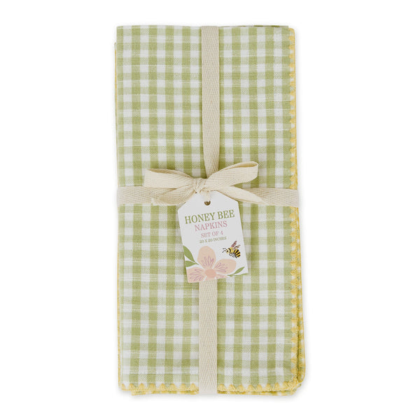Spring Green Gingham Napkin Set of 4