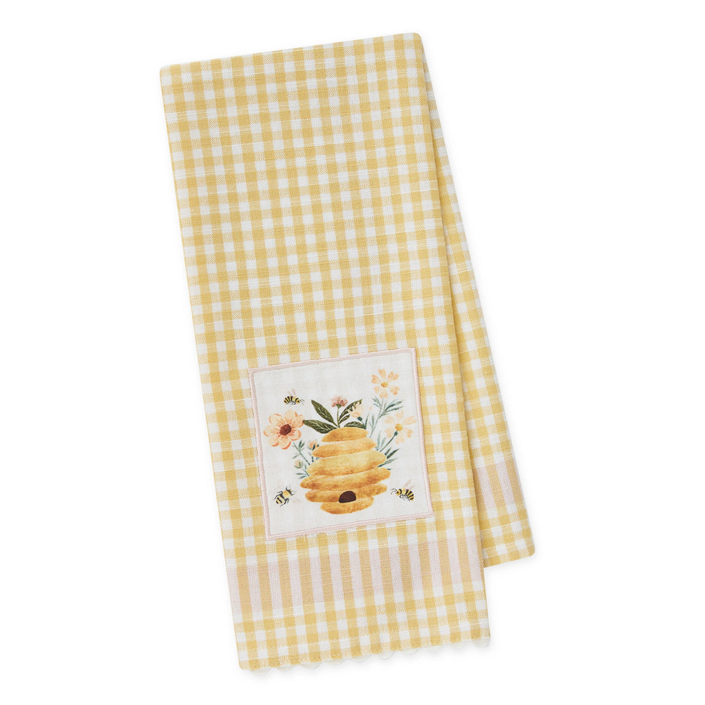 Bee Hive Embellished Dishtowel