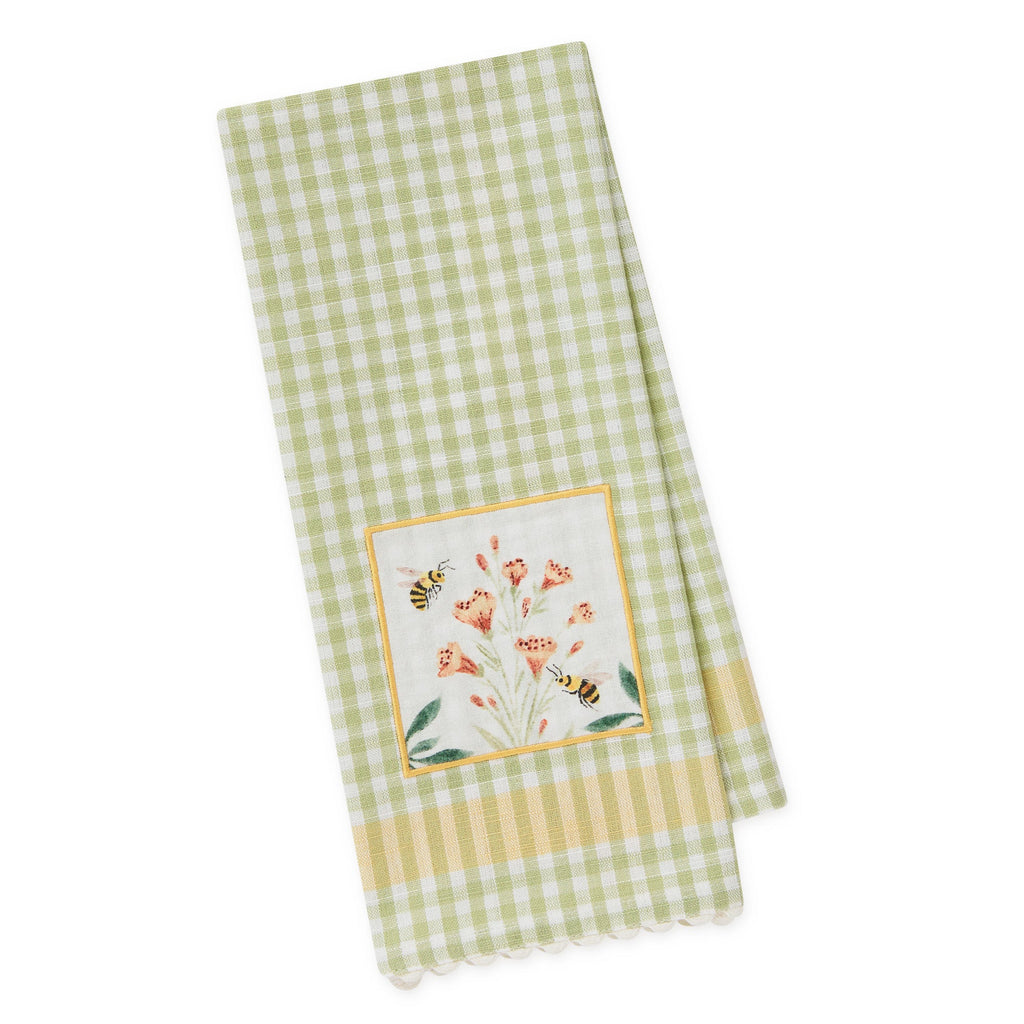 Bee Garden Embellished Dishtowel
