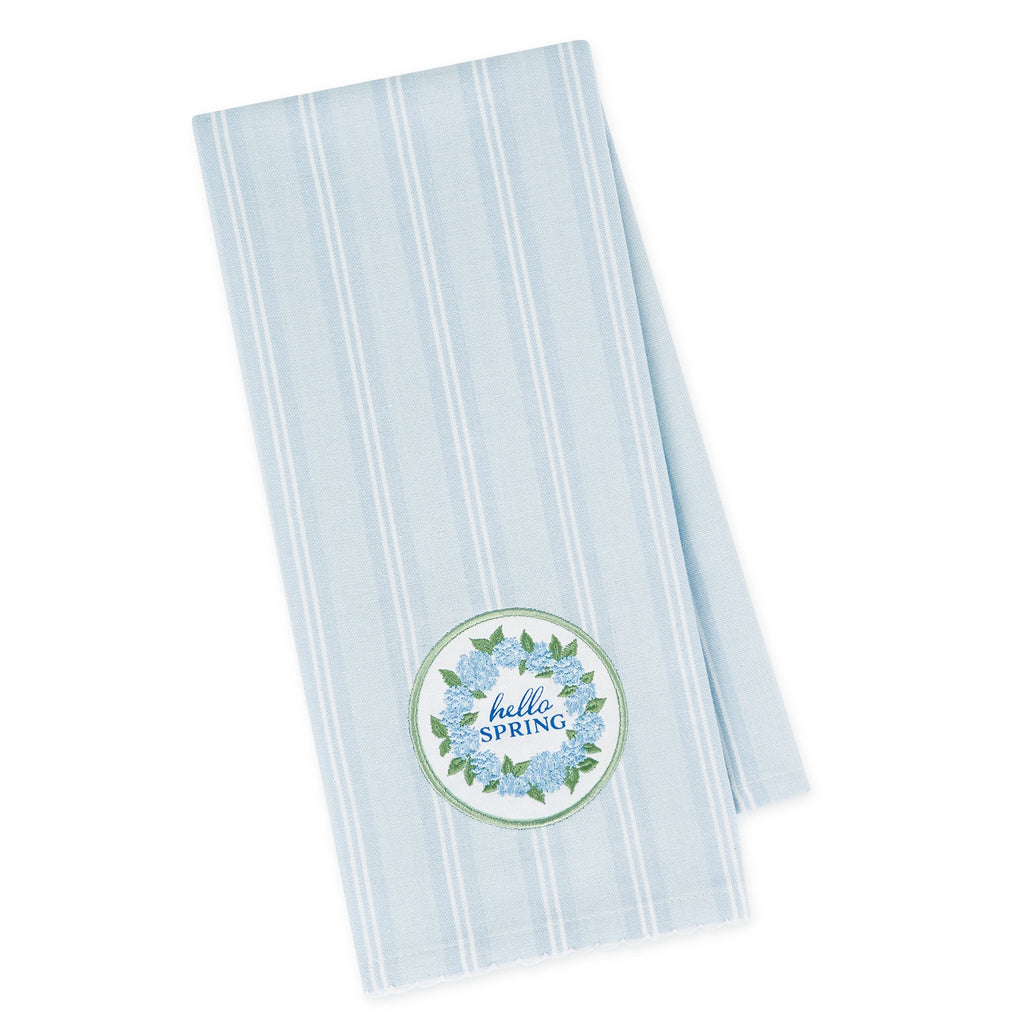 Hydrangea Wreath Embellished Dishtowel