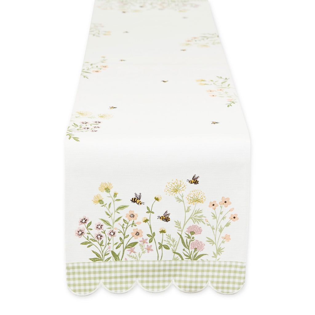 Spring Wildflowers Embellished Table Runner - 14 x 72"