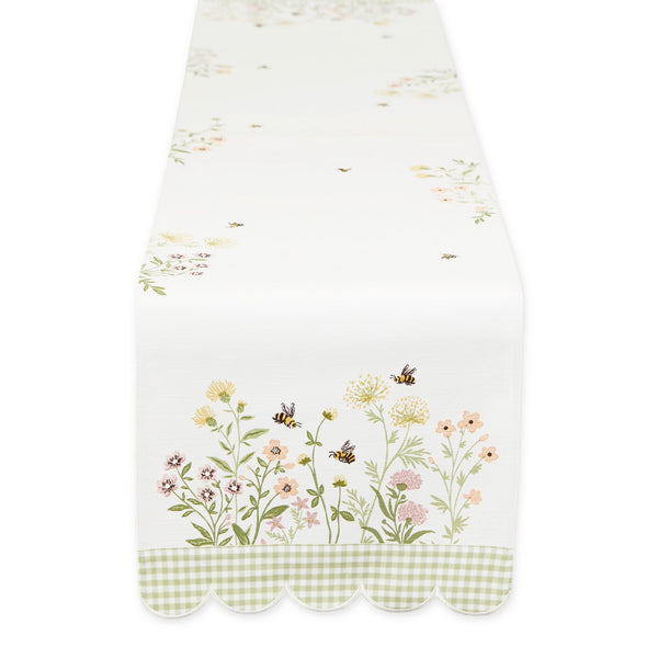 Spring Wildflowers Embellished Table Runner - 14 x 72"