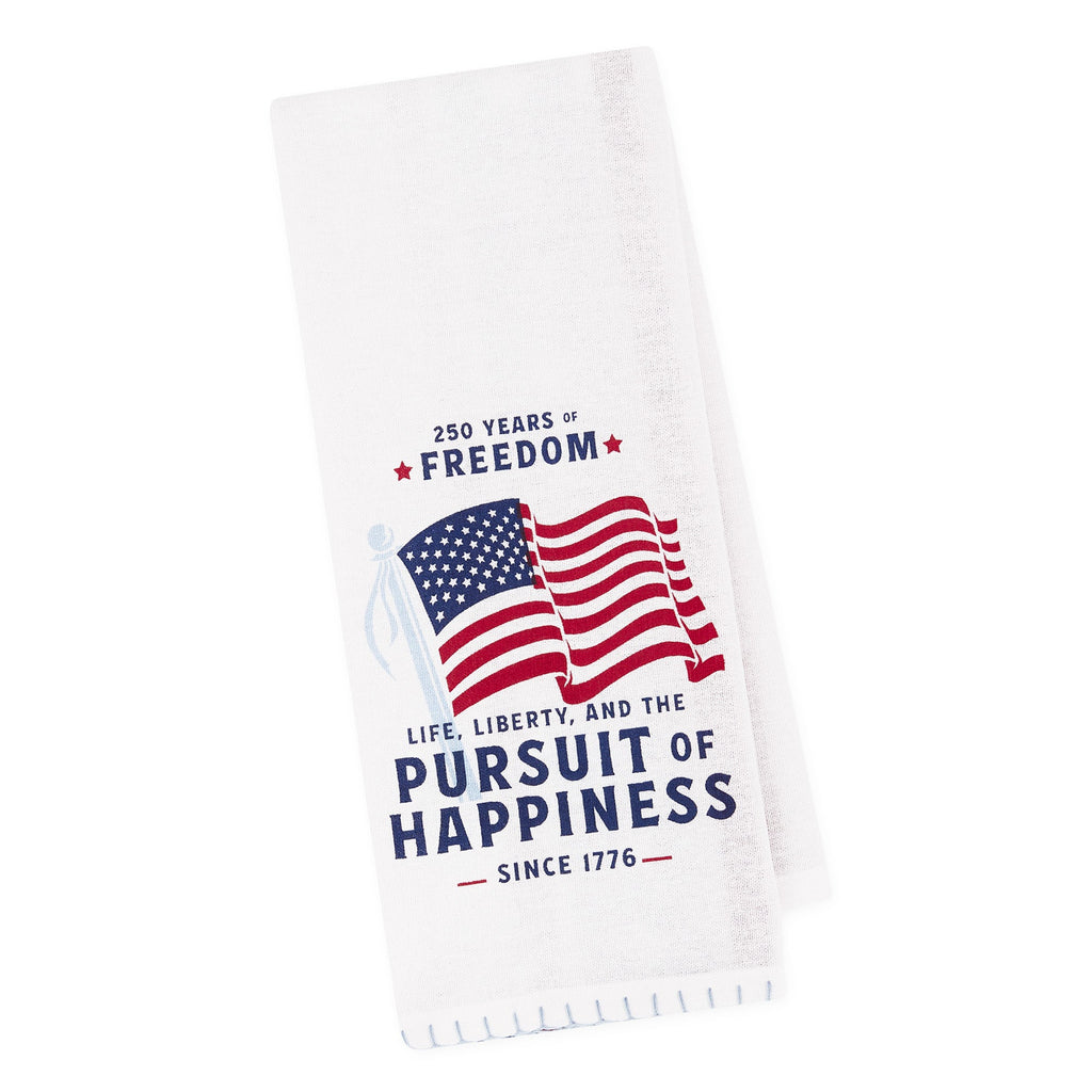Life Liberty Happiness Embellished Dishtowel