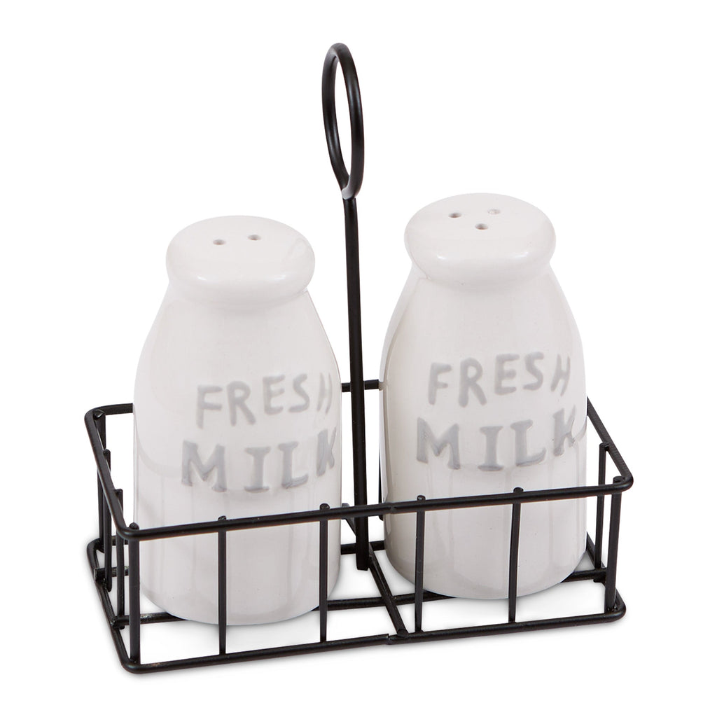 Milk Bottles Ceramic Salt and Pepper Shaker Set