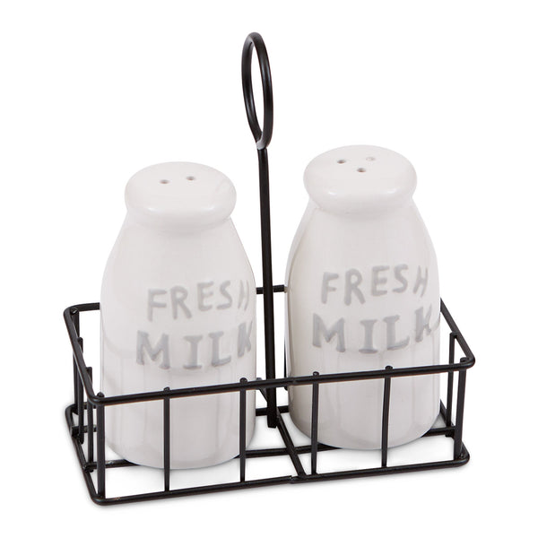 Milk Bottles Ceramic Salt and Pepper Shaker Set