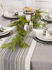 Black Striped Fringe Ribbed Table Runner 14X108