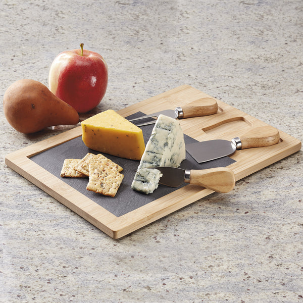 Bamboo/Slate Cheese Board and Knives Set - DII Design Imports