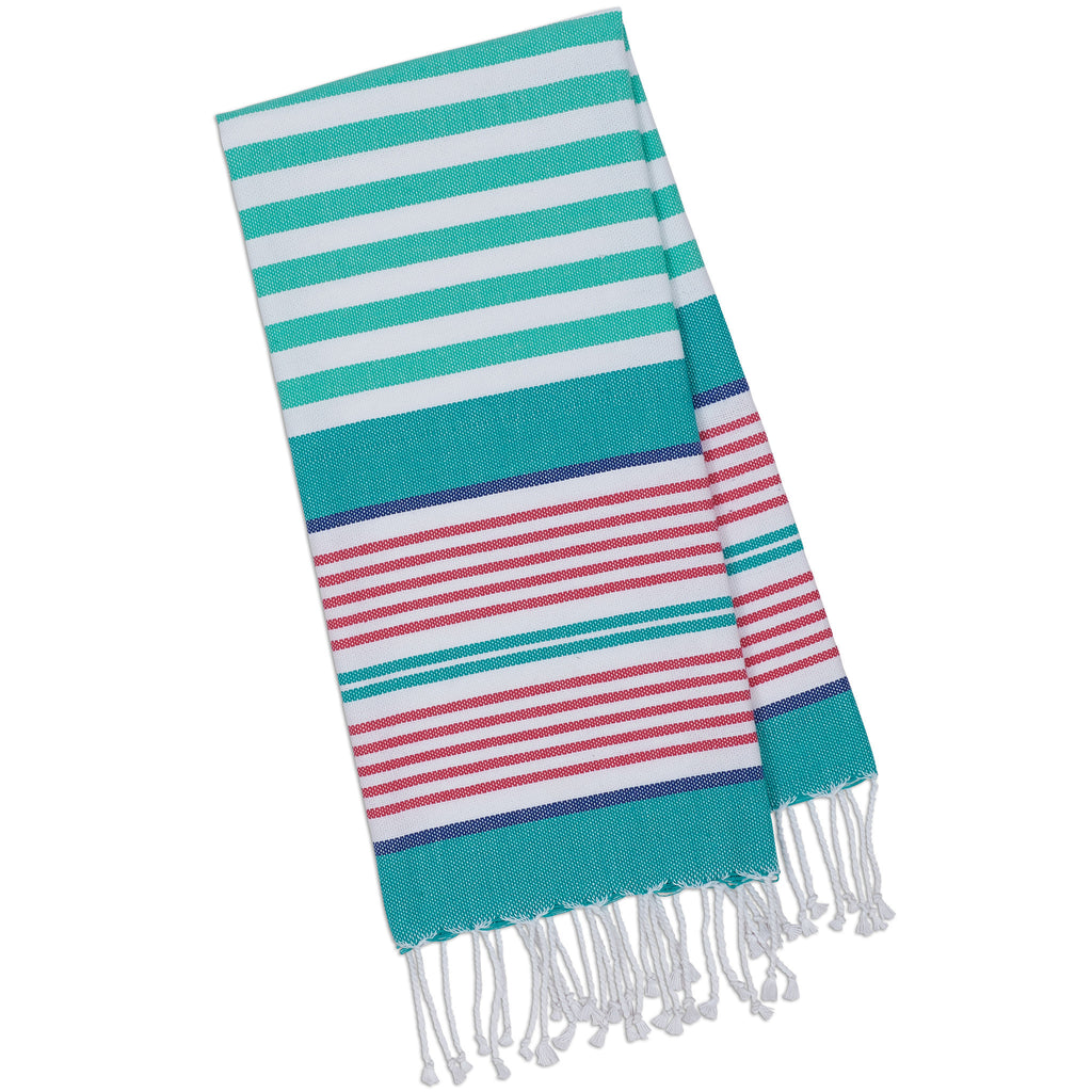 Beachy Aqua Stripes Fouta Towel - Small - DII Design Imports