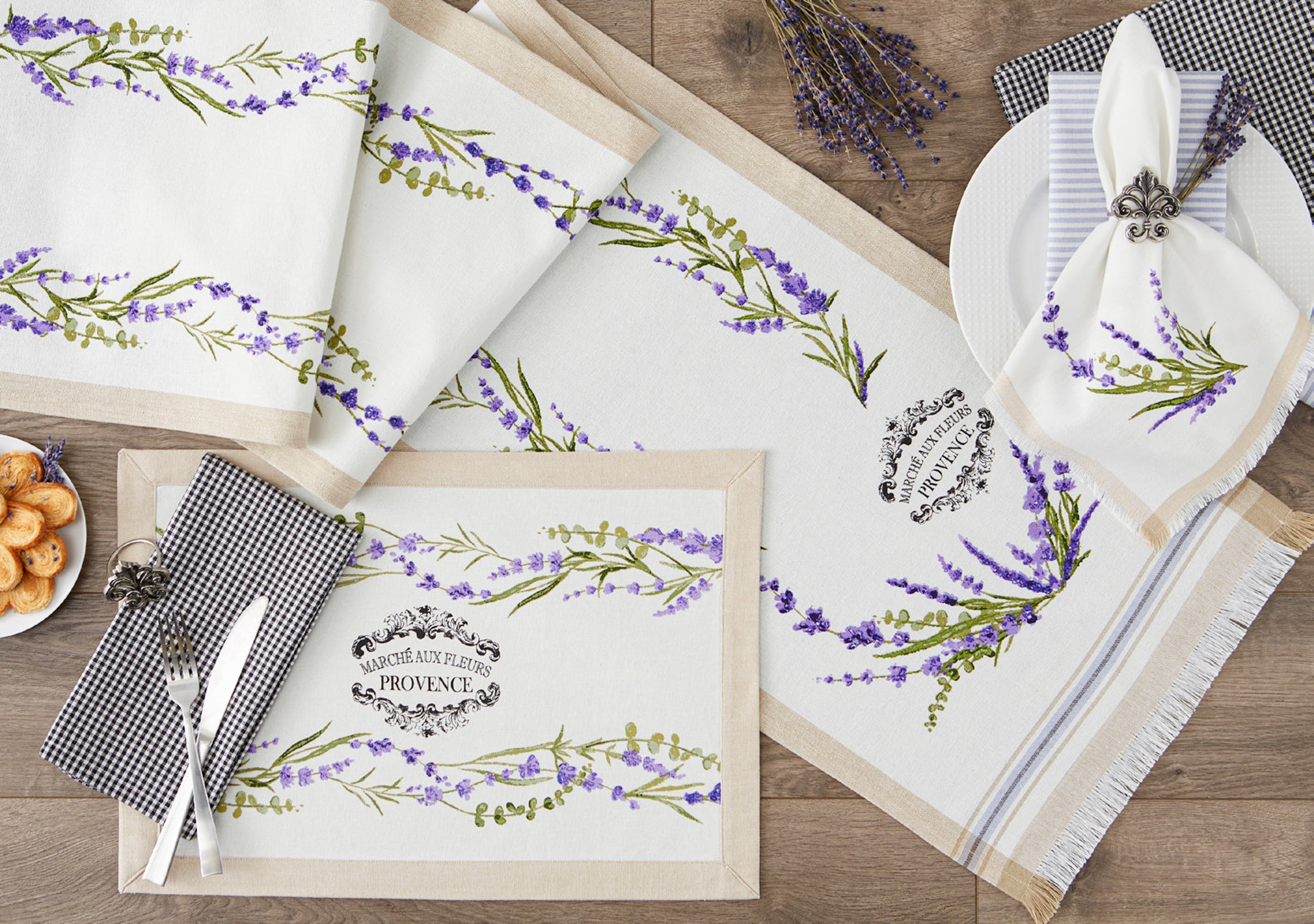 PREORDER - Hand Embroidered Linen Napkins - Set of 4 - Lavender