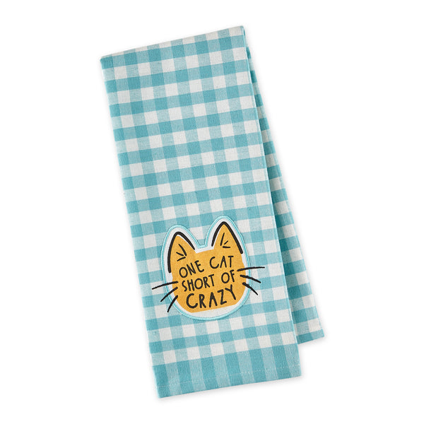 One Cat Short of Crazy Embellished Dishtowel