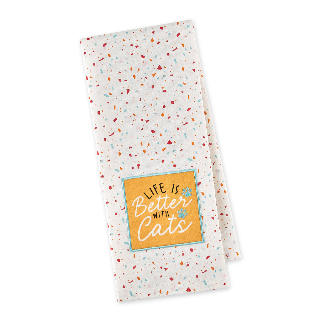 Better with Cats Embellished Dishtowel