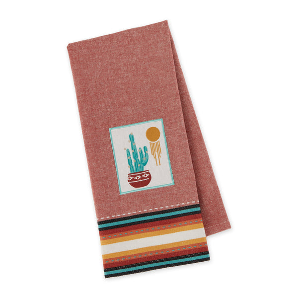 Cactus And Sun Embroidered Dishtowel