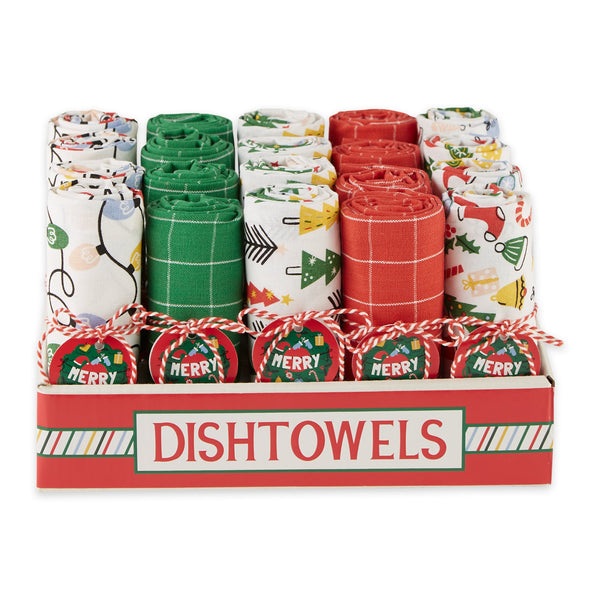 Design Imports Holiday Stripes Kitchen Towels & Dish Cloths - Set of 6 -  20170323