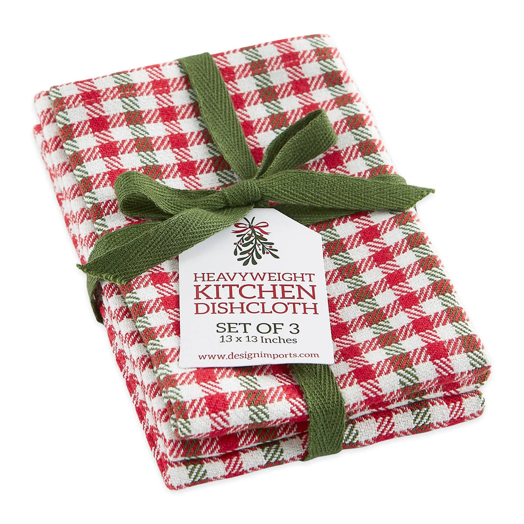 Holiday Houndstooth Heavyweight Dishcloth Set Of 3