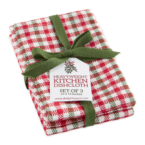 Holiday Houndstooth Heavyweight Dishcloth Set Of 3